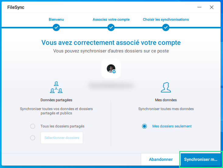 Sélectionner en option plus de dossiers pour la synchronisation